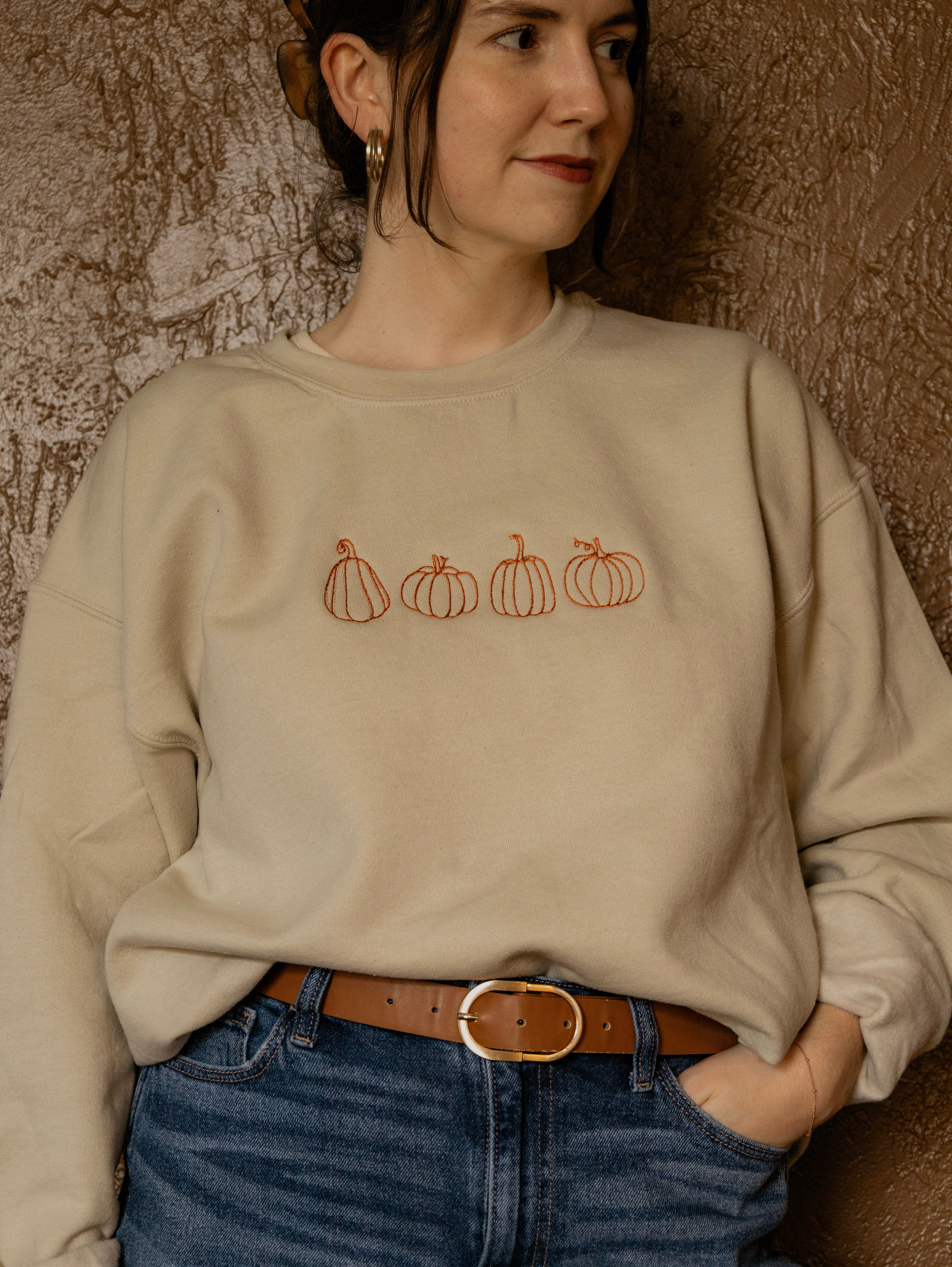 Pumpkins Fall Embroidered Sweatshirt