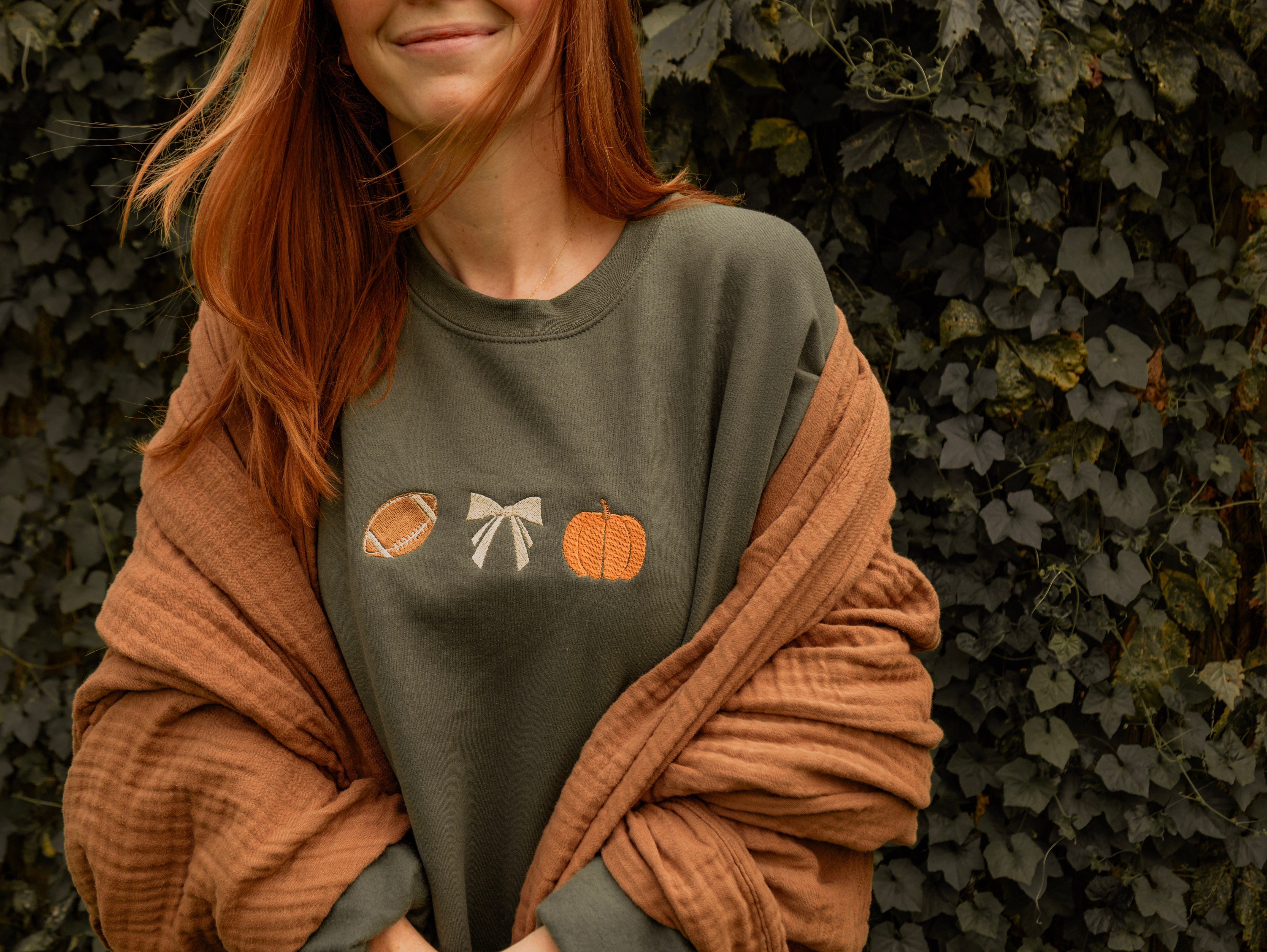 Football & Fall Embroidered Sweatshirt