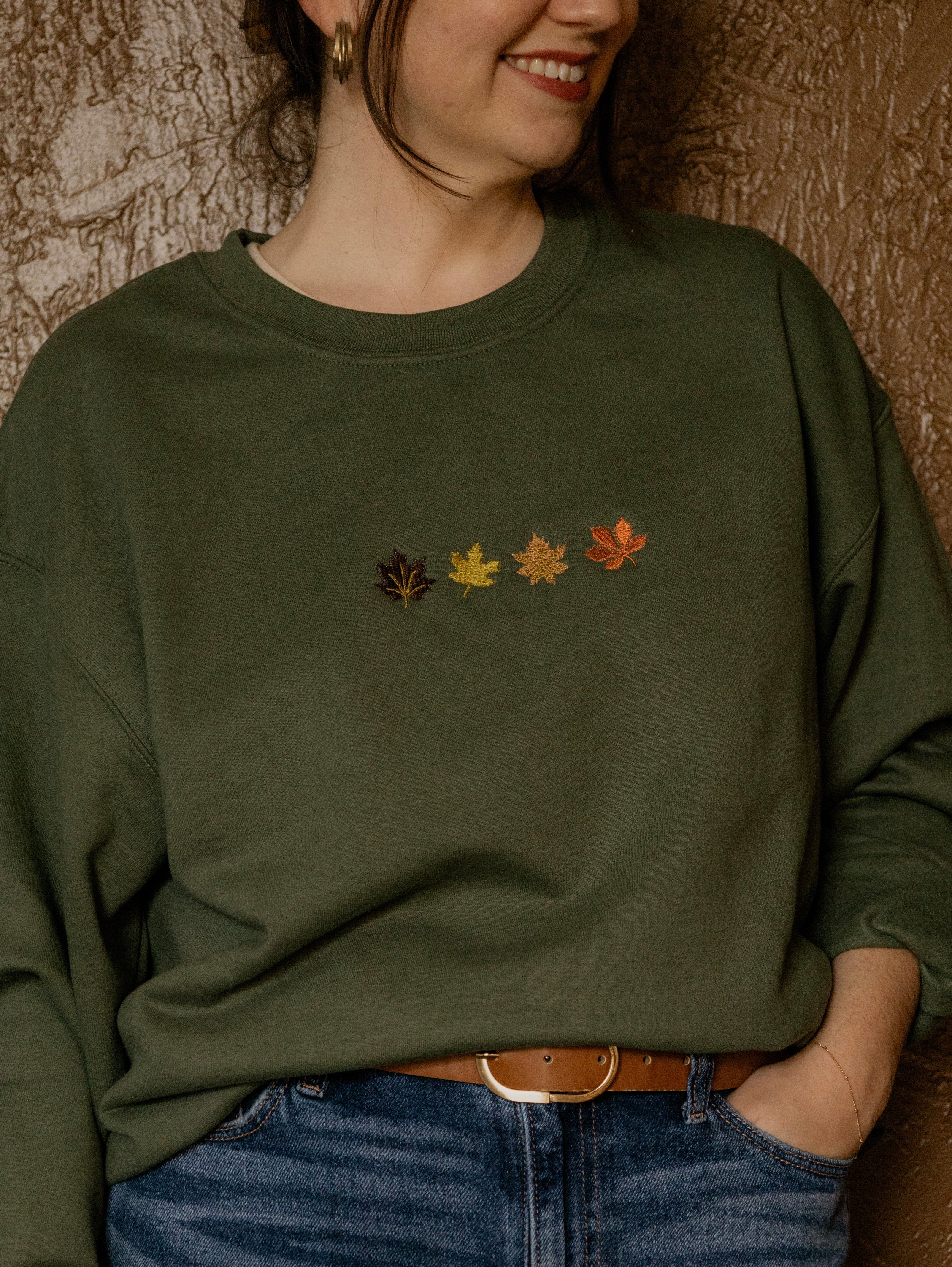 Leaves Fall Embroidered Sweatshirt