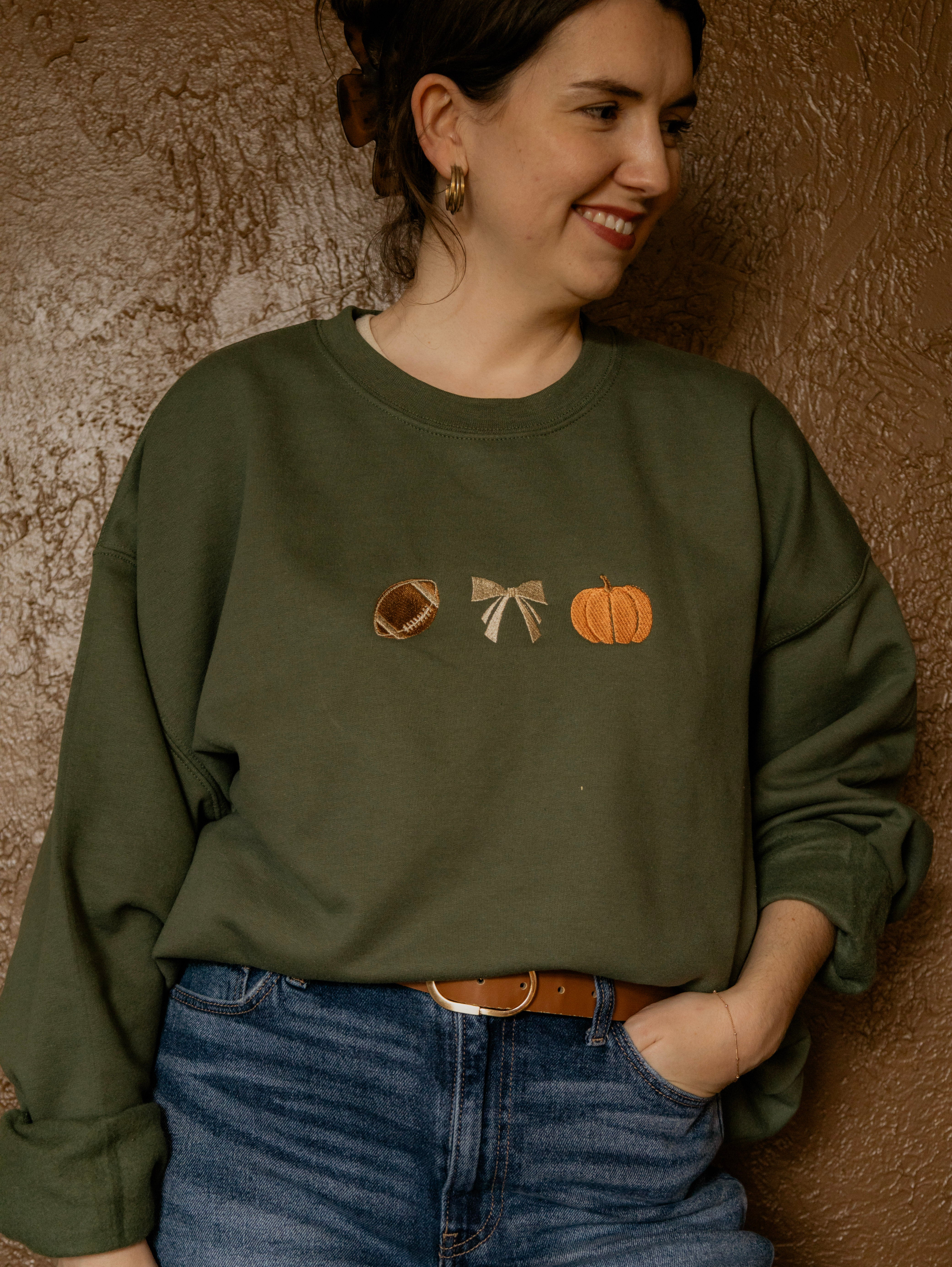 Football & Fall Embroidered Sweatshirt