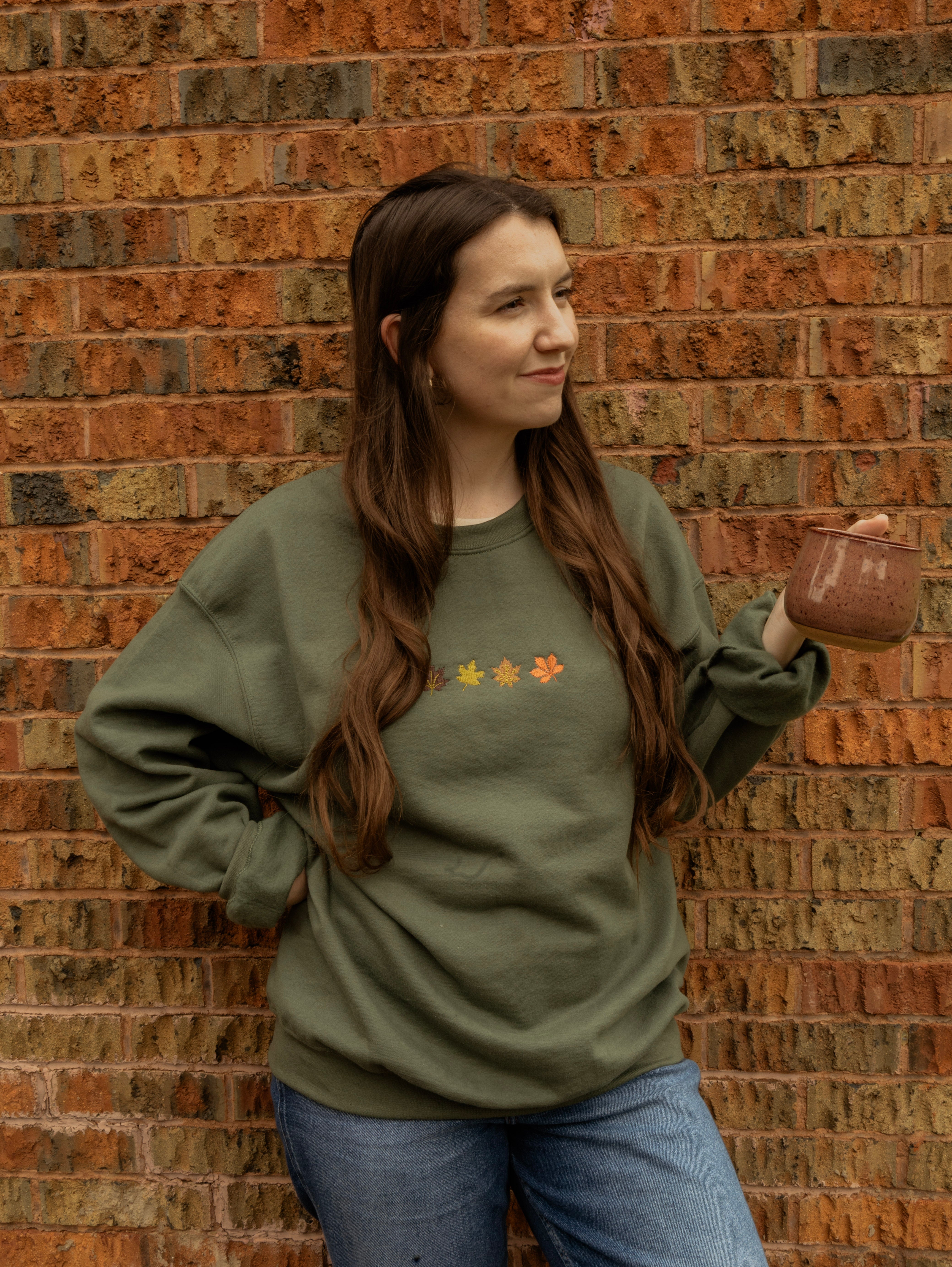 Leaves Fall Embroidered Sweatshirt