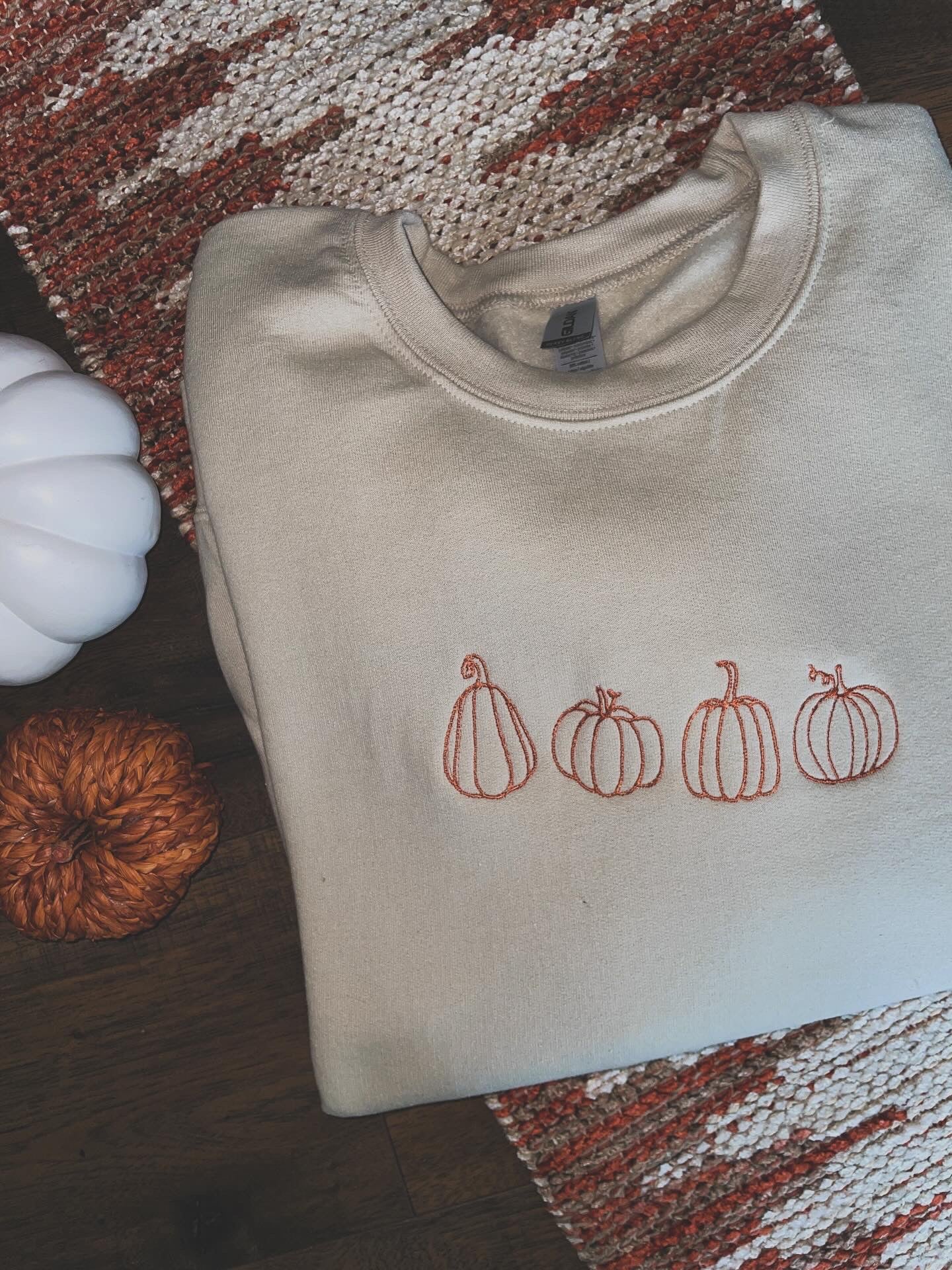 Pumpkins Fall Embroidered Sweatshirt