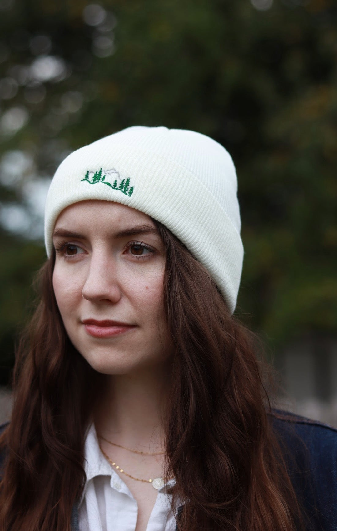 Embroidered Beanie - Mountains