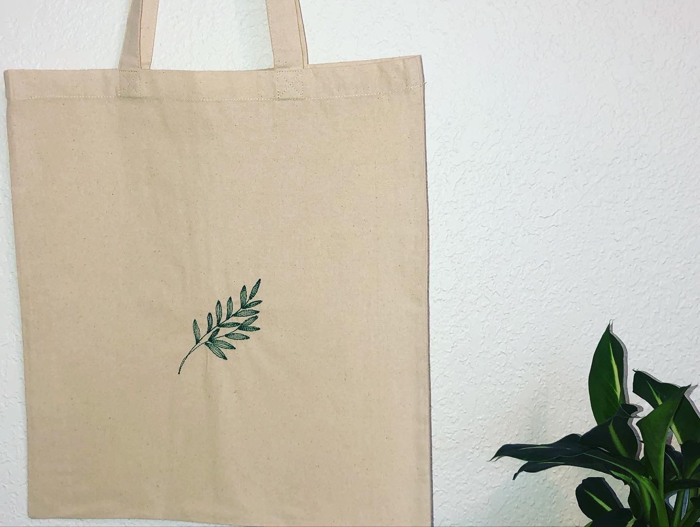 Simple Greenery Tote Bag (Custom Thread options available)