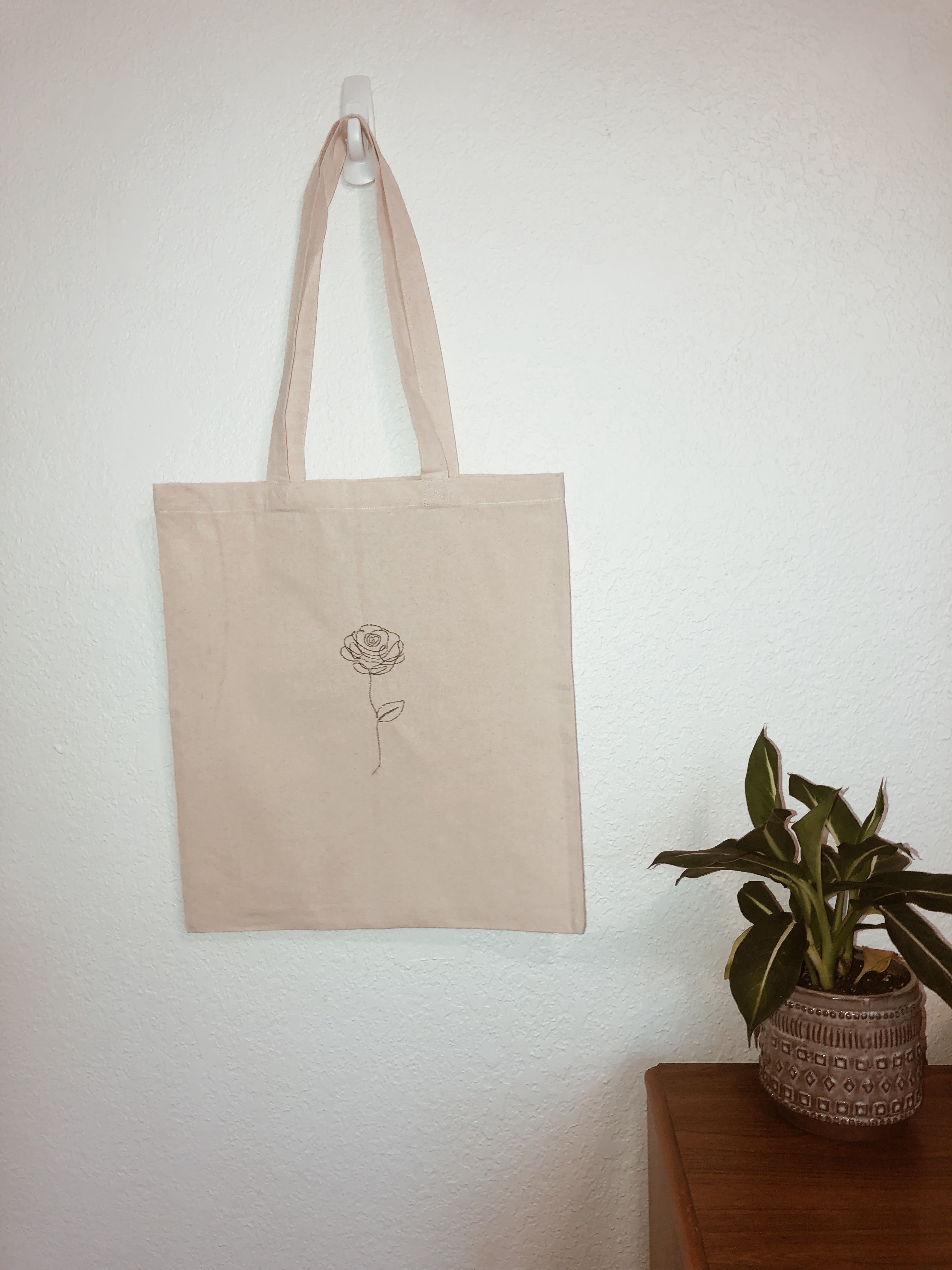 Simple Rose Tote Bag - Custom Color options